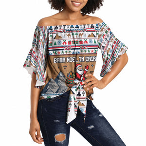 Egypt Christmas Baba Noel In Cairo Off Shoulder Wrap Waist Top Santa On Camel Pyramids Coptic Church