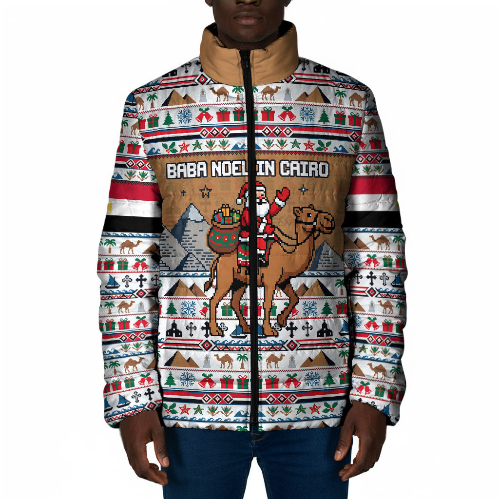 Egypt Christmas Baba Noel In Cairo Padded Jacket Santa On Camel Pyramids Coptic Church