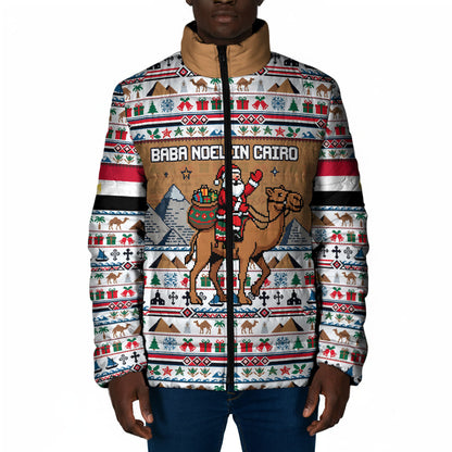 Egypt Christmas Baba Noel In Cairo Padded Jacket Santa On Camel Pyramids Coptic Church