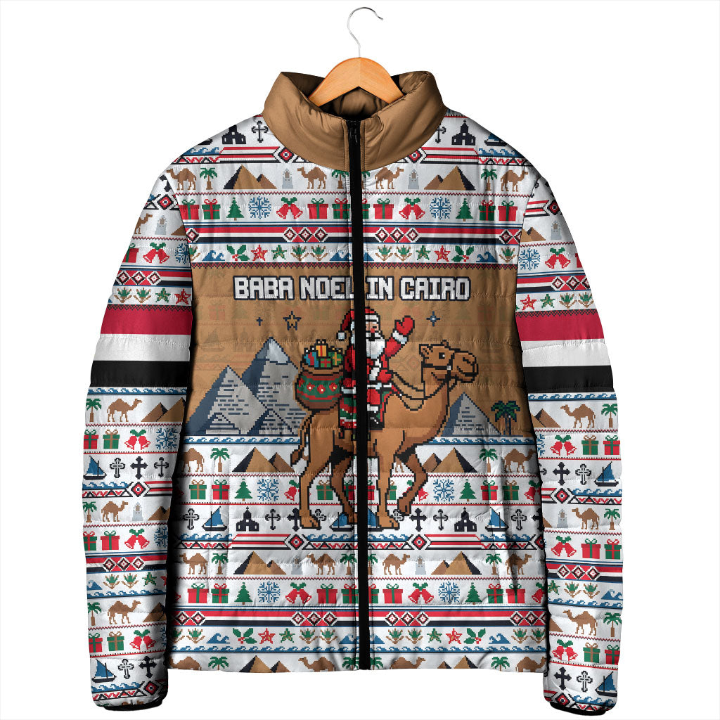 Egypt Christmas Baba Noel In Cairo Padded Jacket Santa On Camel Pyramids Coptic Church