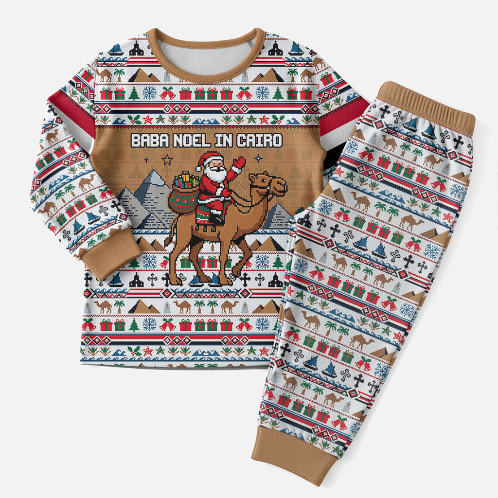 Egypt Christmas Baba Noel In Cairo Christmas Pajama Set Santa On Camel Pyramids Coptic Church