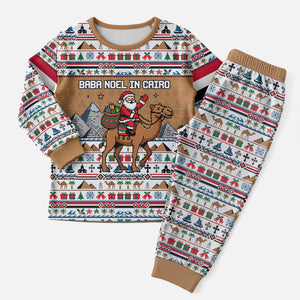 Egypt Christmas Baba Noel In Cairo Christmas Pajama Set Santa On Camel Pyramids Coptic Church