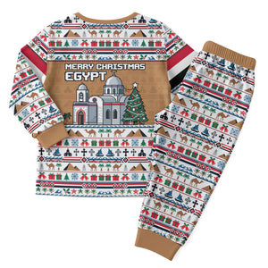 Egypt Christmas Baba Noel In Cairo Christmas Pajama Set Santa On Camel Pyramids Coptic Church