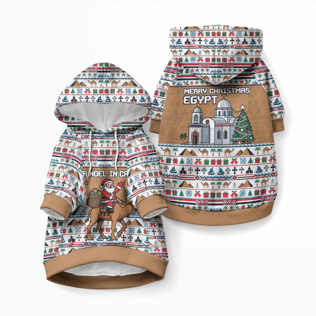 Egypt Christmas Baba Noel In Cairo Pet Hoodie Santa On Camel Pyramids Coptic Church
