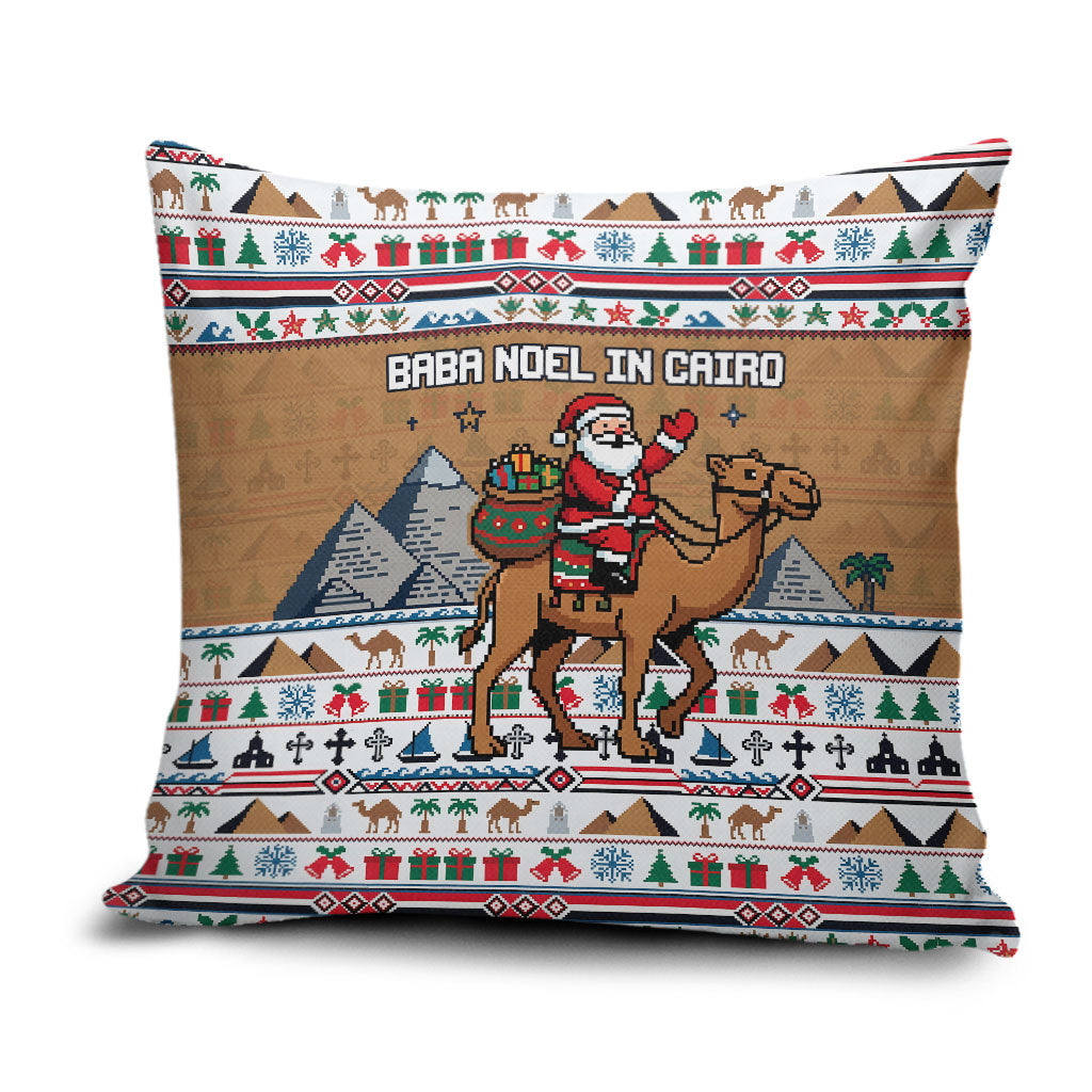 Egypt Christmas Baba Noel In Cairo Pillow Cover Santa On Camel Pyramids Coptic Church
