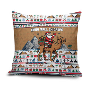 Egypt Christmas Baba Noel In Cairo Pillow Cover Santa On Camel Pyramids Coptic Church