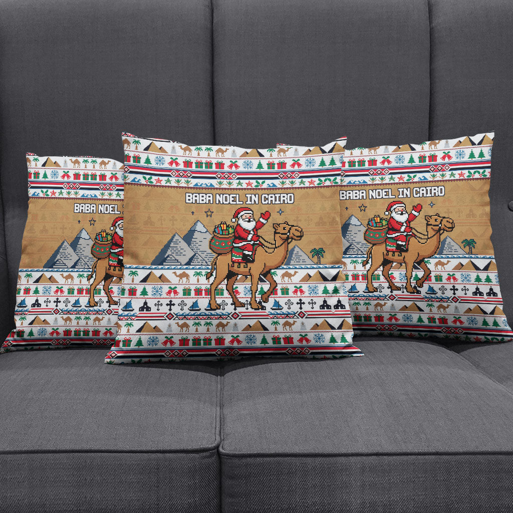 Egypt Christmas Baba Noel In Cairo Pillow Cover Santa On Camel Pyramids Coptic Church