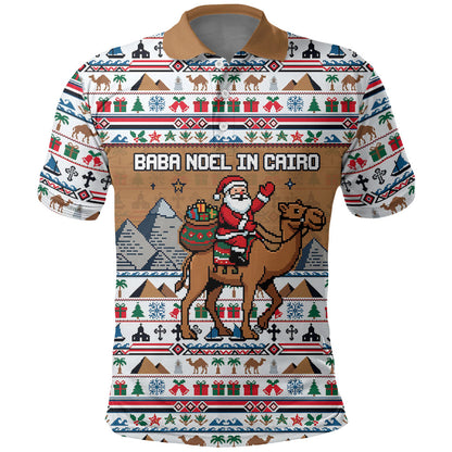 Egypt Christmas Baba Noel In Cairo Polo Shirt Santa On Camel Pyramids Coptic Church