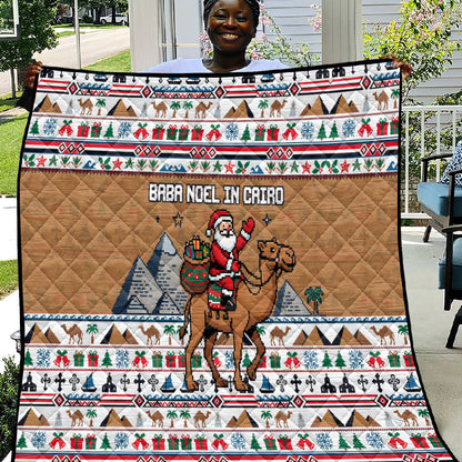 Egypt Christmas Baba Noel In Cairo Quilt Santa On Camel Pyramids Coptic Church
