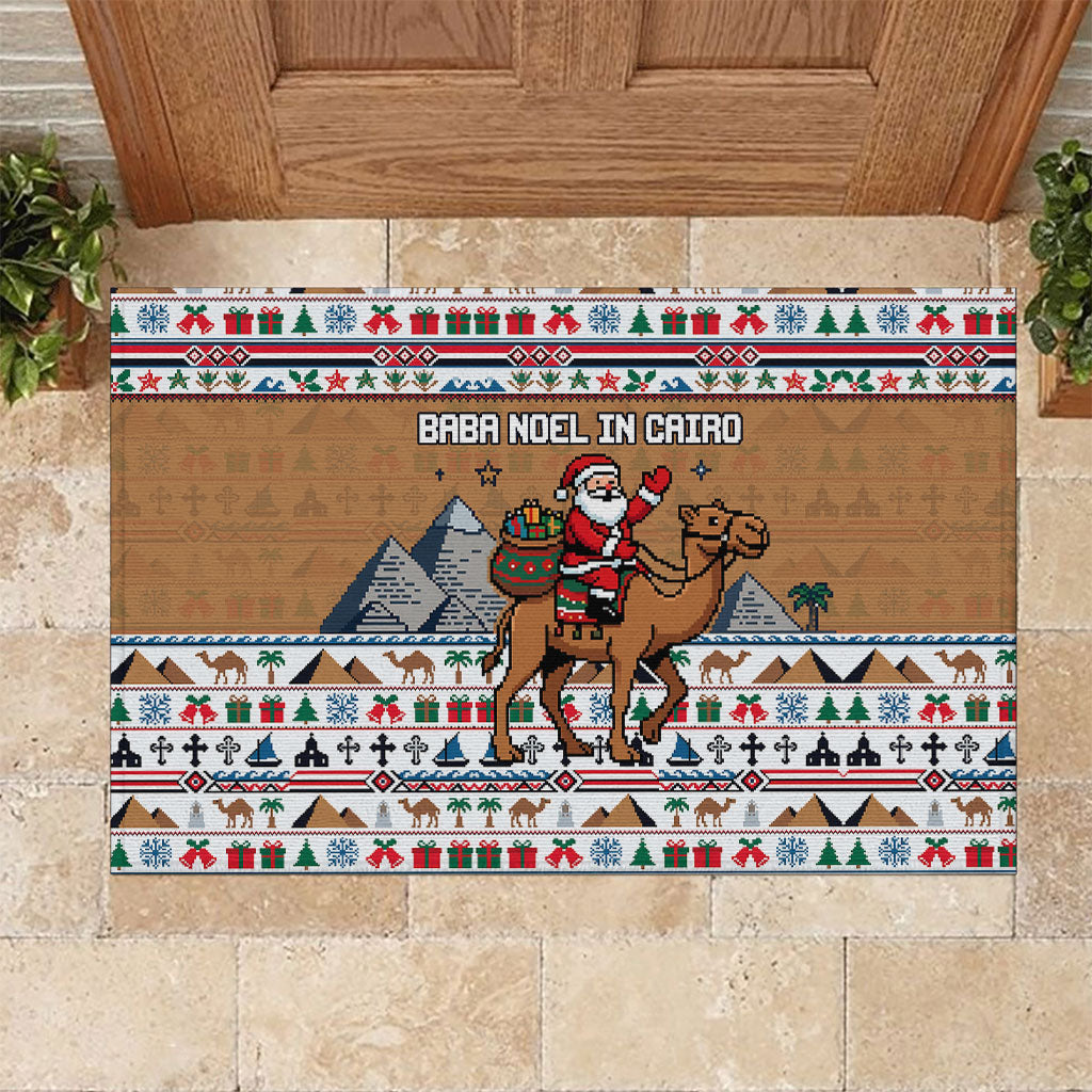 Egypt Christmas Baba Noel In Cairo Rubber Doormat Santa On Camel Pyramids Coptic Church