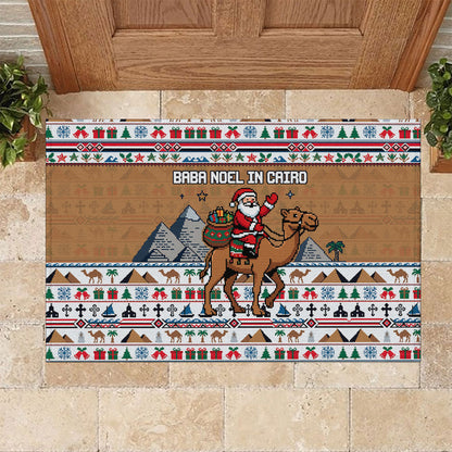Egypt Christmas Baba Noel In Cairo Rubber Doormat Santa On Camel Pyramids Coptic Church