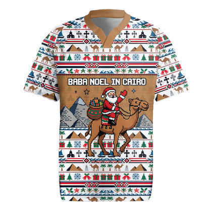 Egypt Christmas Baba Noel In Cairo Rugby Jersey Santa On Camel Pyramids Coptic Church