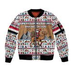 Egypt Christmas Baba Noel In Cairo Sleeve Zip Bomber Jacket Santa On Camel Pyramids Coptic Church