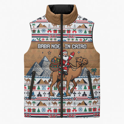 Egypt Christmas Baba Noel In Cairo Sleeveless Puffer Jacket Santa On Camel Pyramids Coptic Church