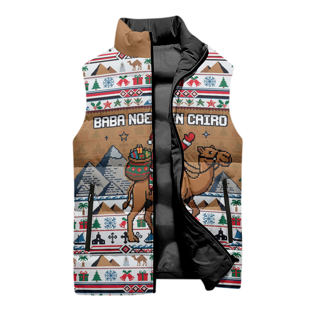 Egypt Christmas Baba Noel In Cairo Sleeveless Puffer Jacket Santa On Camel Pyramids Coptic Church