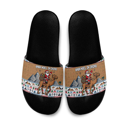 Egypt Christmas Baba Noel In Cairo Slide Sandals Santa On Camel Pyramids Coptic Church