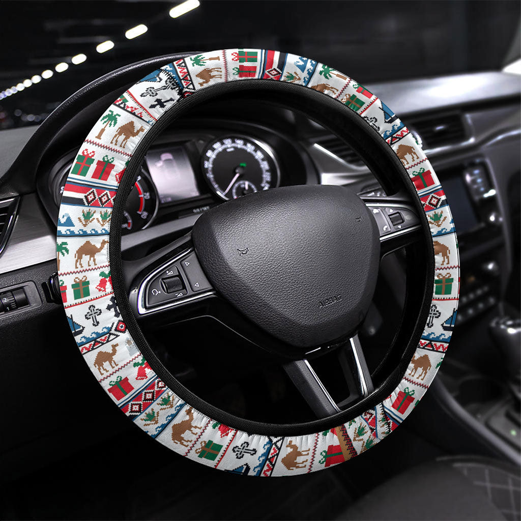 Egypt Christmas Baba Noel In Cairo Steering Wheel Cover Santa On Camel Pyramids Coptic Church
