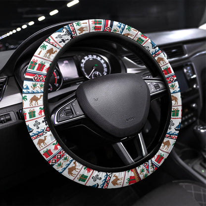 Egypt Christmas Baba Noel In Cairo Steering Wheel Cover Santa On Camel Pyramids Coptic Church