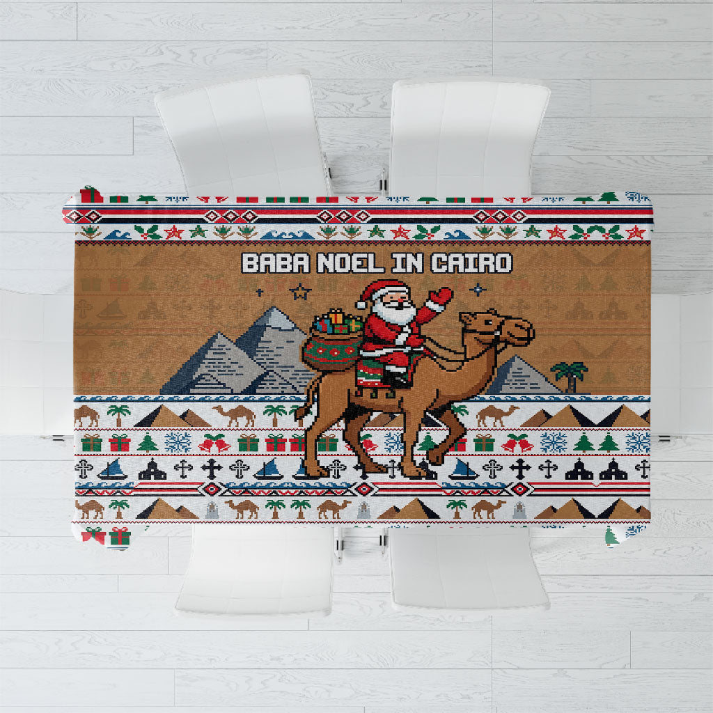 Egypt Christmas Baba Noel In Cairo Tablecloth Santa On Camel Pyramids Coptic Church