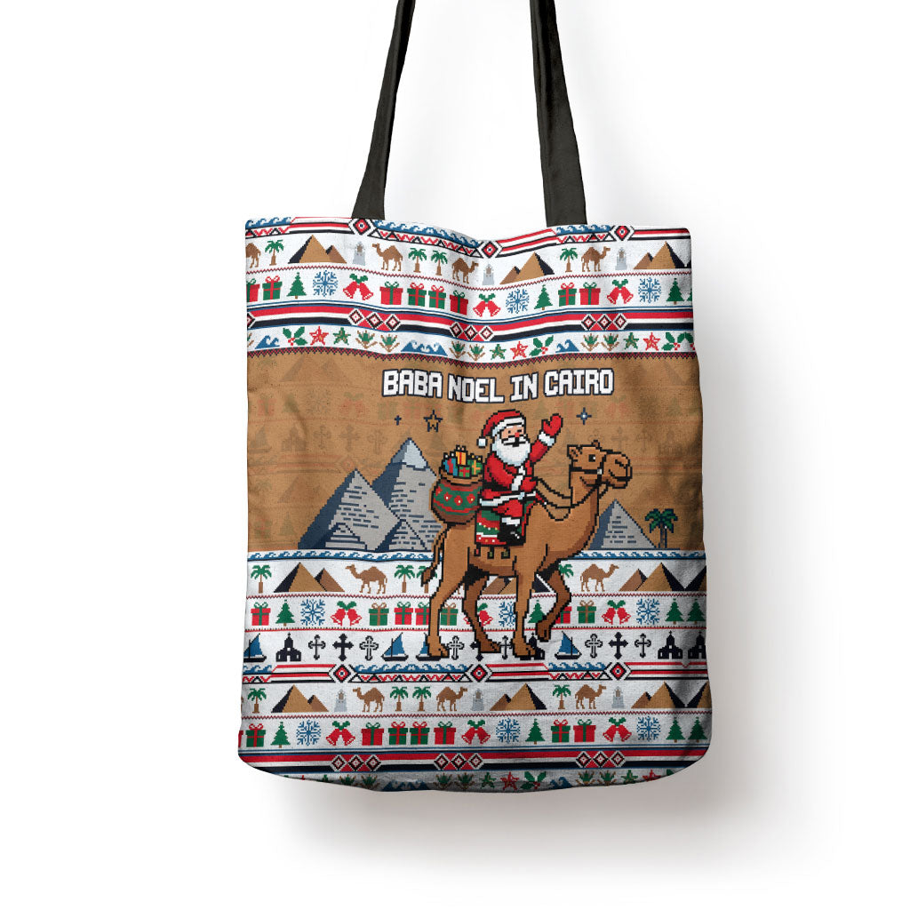 Egypt Christmas Baba Noel In Cairo Tote Bag Santa On Camel Pyramids Coptic Church