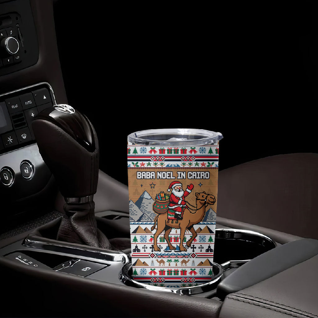 Egypt Christmas Baba Noel In Cairo Tumbler Cup Santa On Camel Pyramids Coptic Church