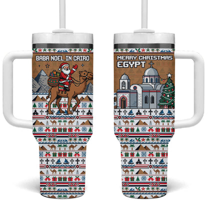 Egypt Christmas Baba Noel In Cairo Tumbler With Handle Santa On Camel Pyramids Coptic Church