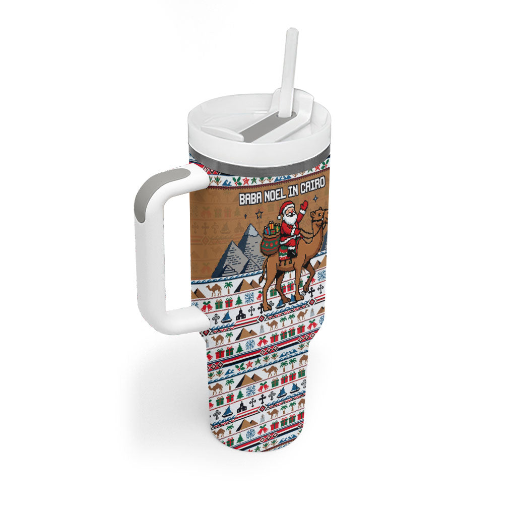 Egypt Christmas Baba Noel In Cairo Tumbler With Handle Santa On Camel Pyramids Coptic Church
