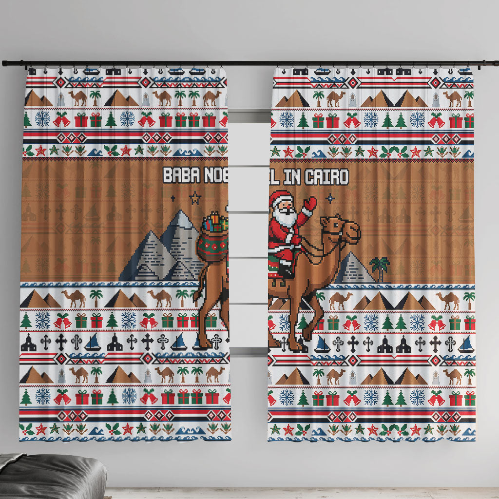 Egypt Christmas Baba Noel In Cairo Window Curtain Santa On Camel Pyramids Coptic Church