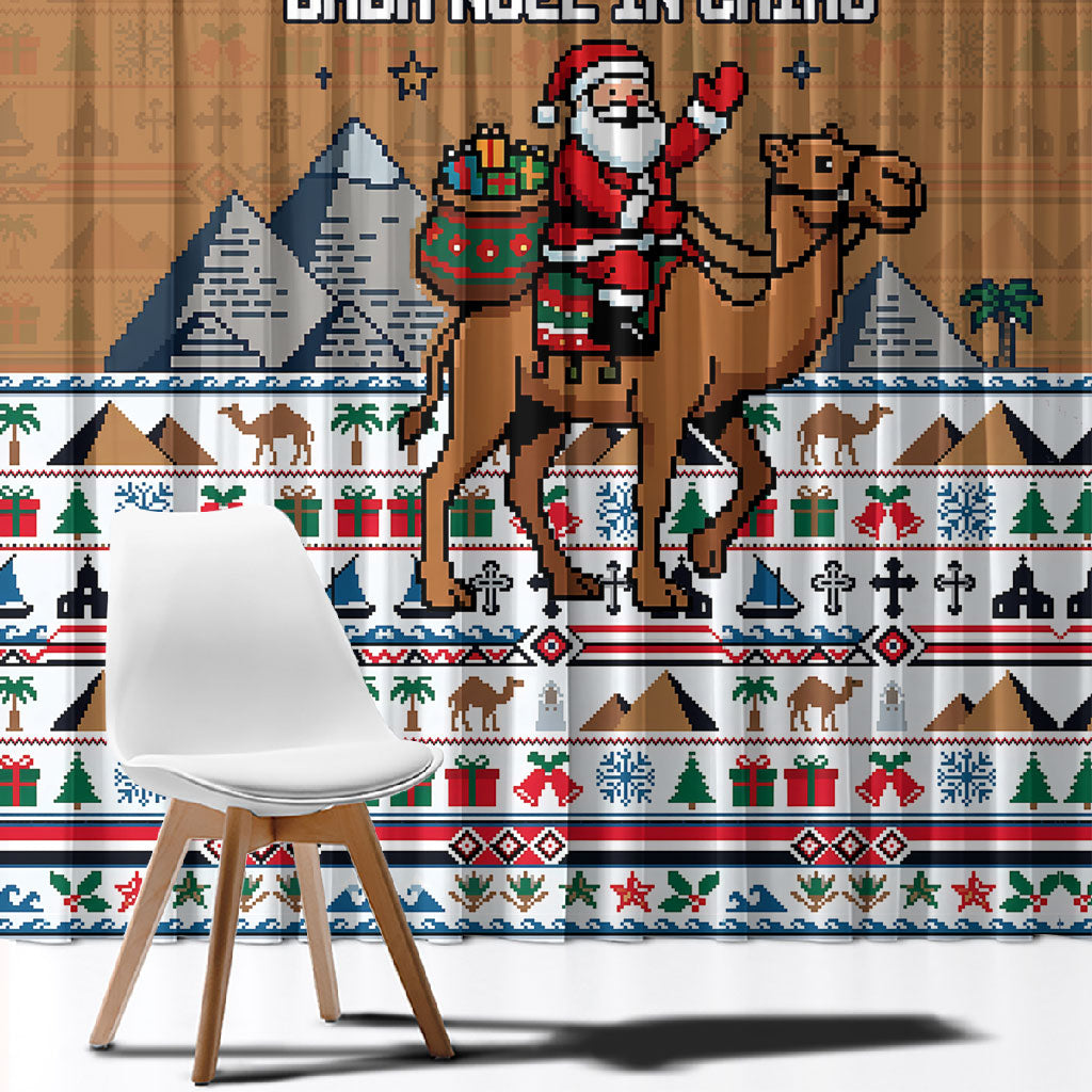 Egypt Christmas Baba Noel In Cairo Window Curtain Santa On Camel Pyramids Coptic Church