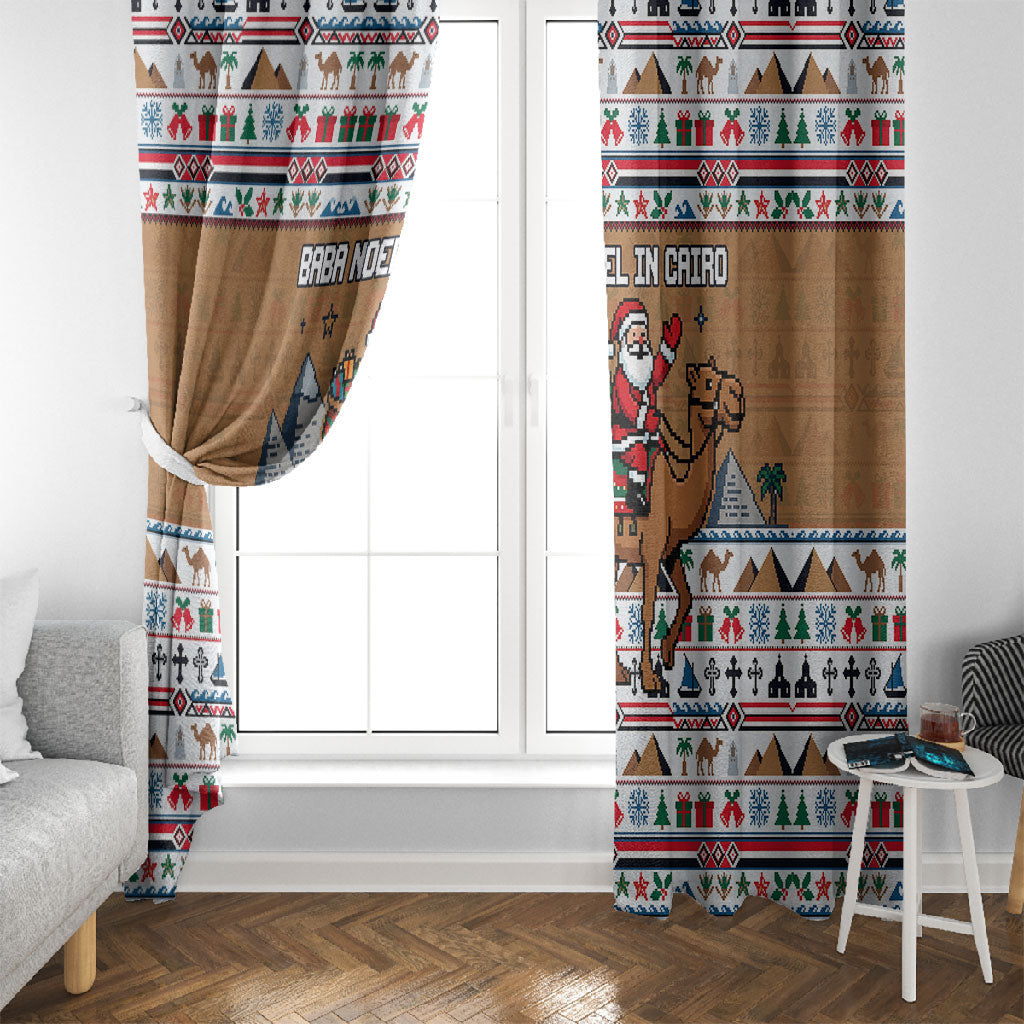 Egypt Christmas Baba Noel In Cairo Window Curtain Santa On Camel Pyramids Coptic Church
