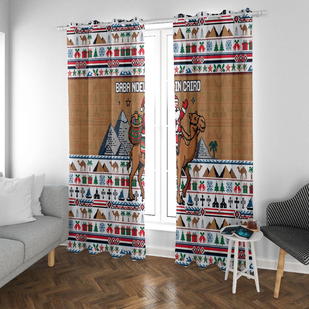 Egypt Christmas Baba Noel In Cairo Window Curtain Santa On Camel Pyramids Coptic Church