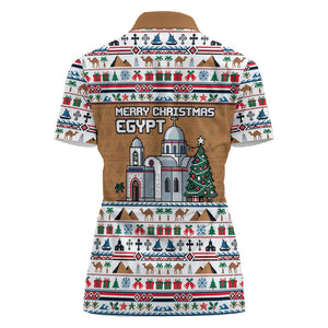 Egypt Christmas Baba Noel In Cairo Women Polo Shirt Santa On Camel Pyramids Coptic Church