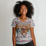 Egypt Christmas Baba Noel In Cairo Women V-Neck T-Shirt Santa On Camel Pyramids Coptic Church