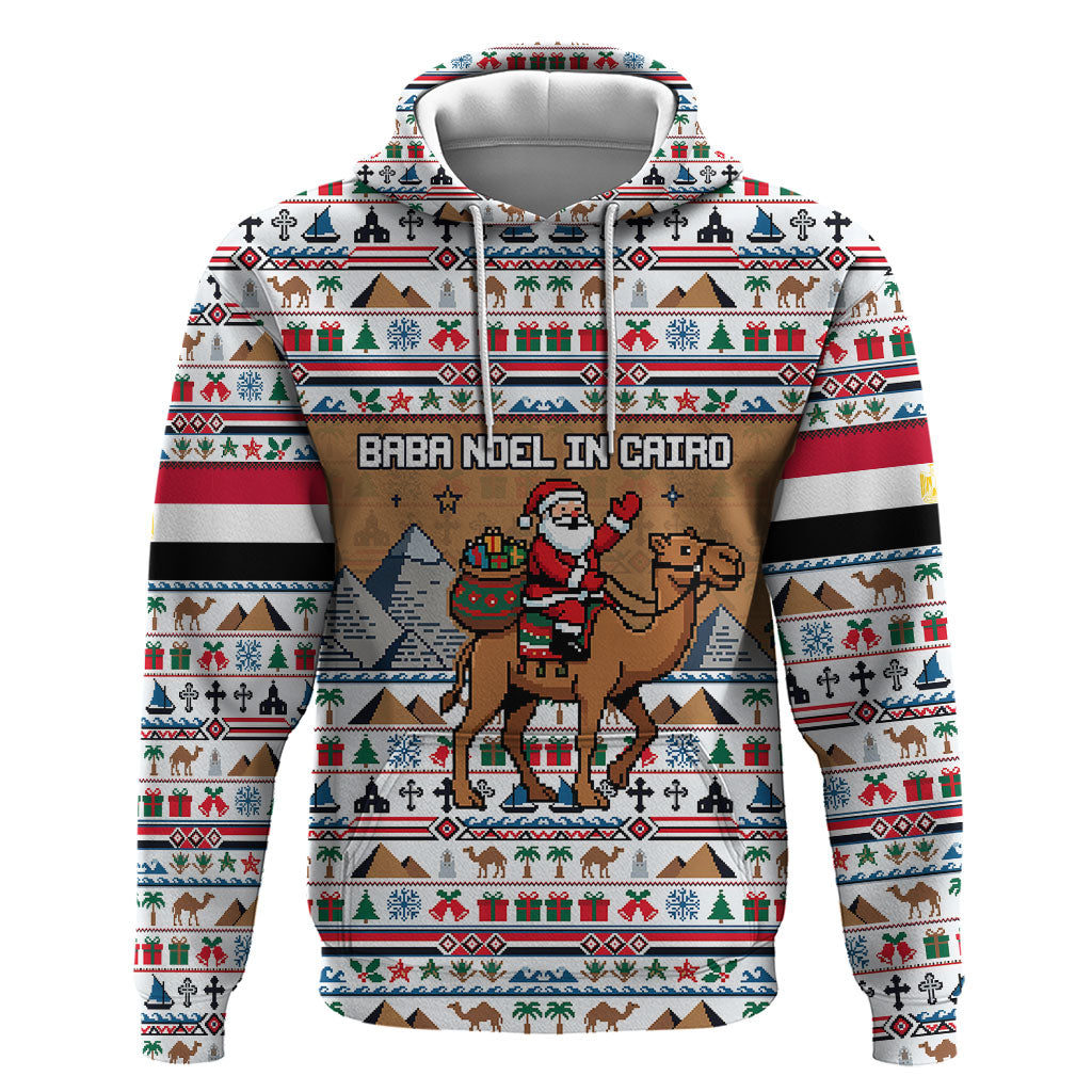 Egypt Christmas Baba Noel In Cairo Zip Hoodie Santa On Camel Pyramids Coptic Church