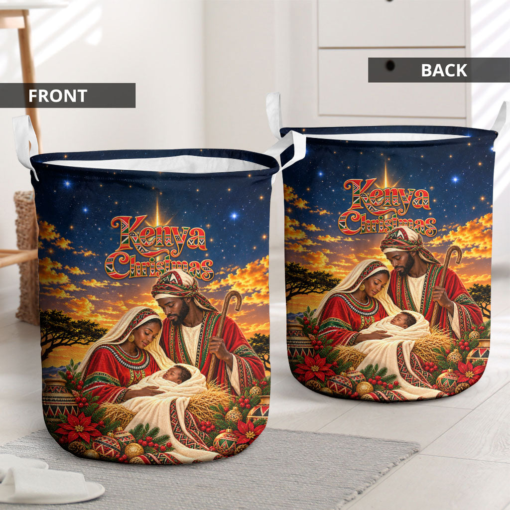 Kenya Christmas African Holy Family Laundry Basket Savanna Sunset Baby Jesus