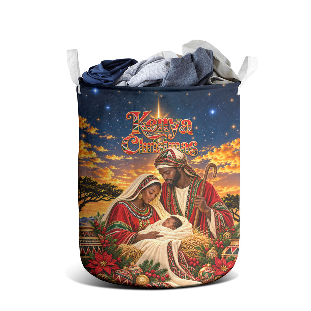 Kenya Christmas African Holy Family Laundry Basket Savanna Sunset Baby Jesus