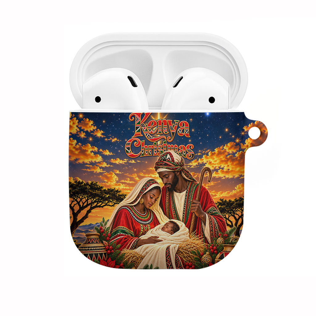 Kenya Christmas African Holy Family AirPods Case Savanna Sunset Baby Jesus