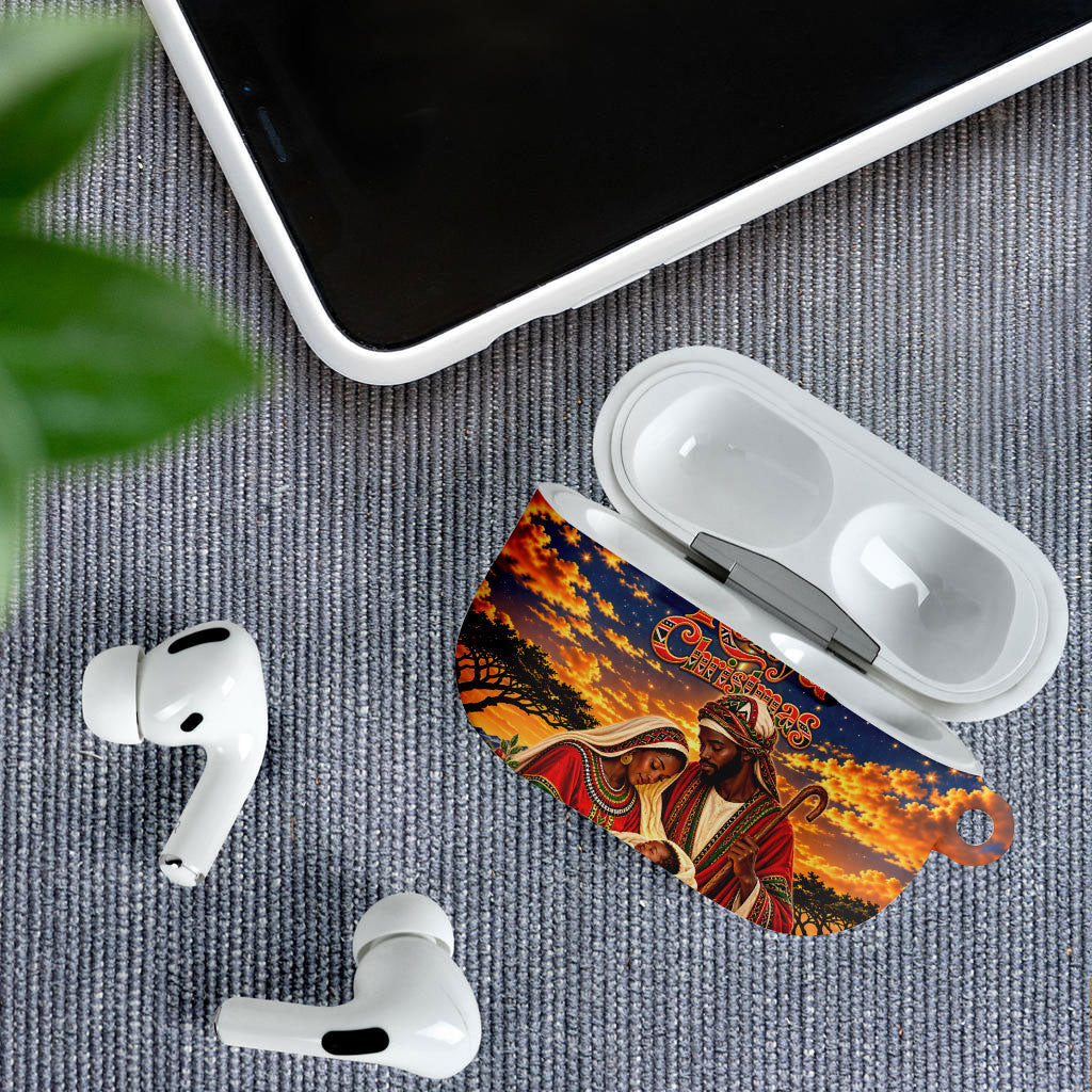 Kenya Christmas African Holy Family AirPods Case Savanna Sunset Baby Jesus