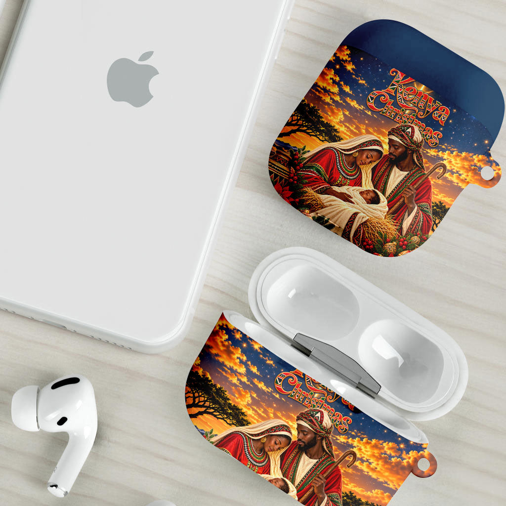 Kenya Christmas African Holy Family AirPods Case Savanna Sunset Baby Jesus