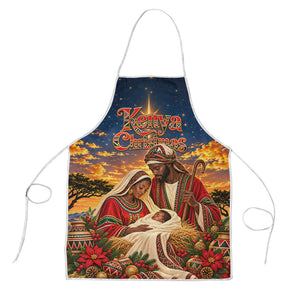 Kenya Christmas African Holy Family Apron Savanna Sunset Baby Jesus