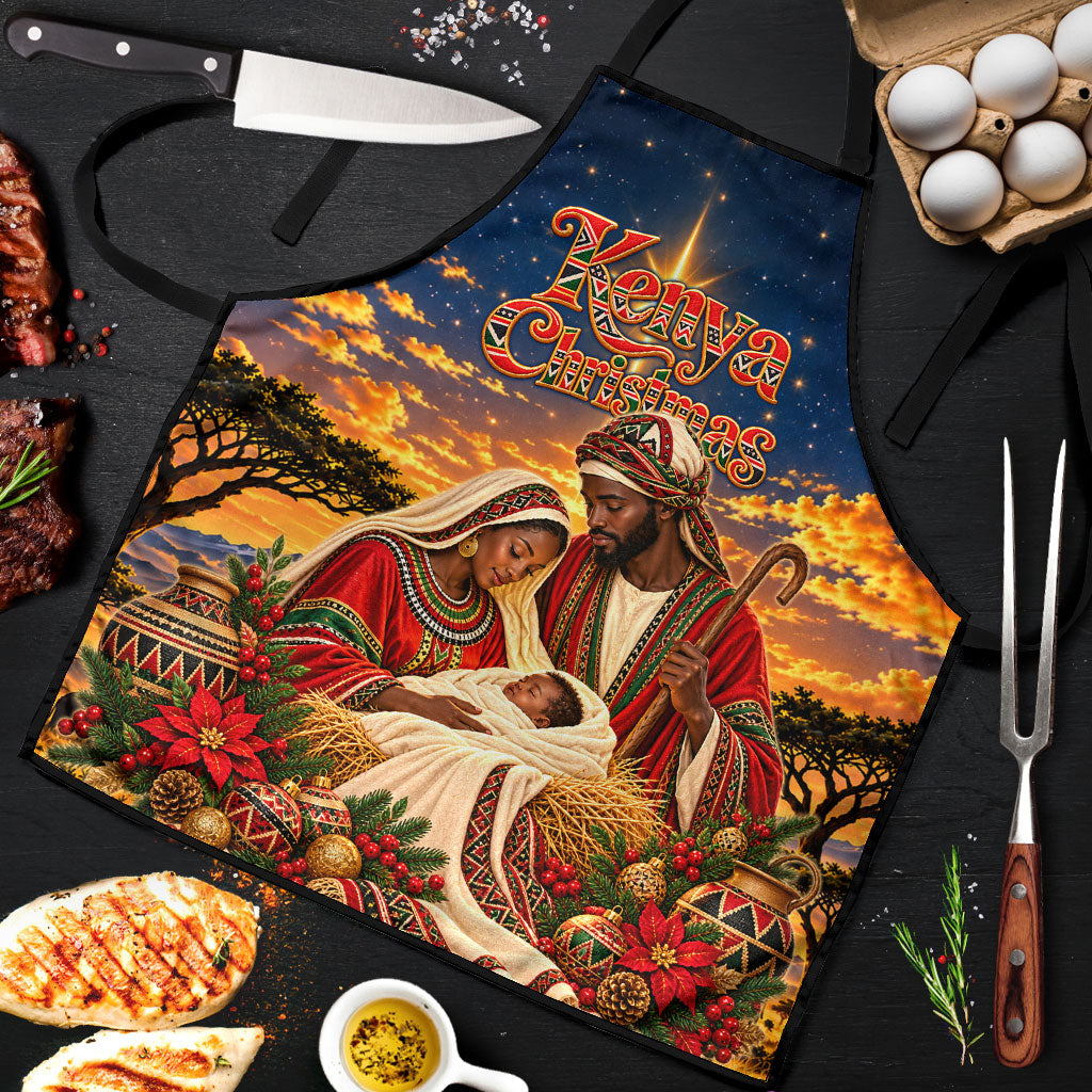 Kenya Christmas African Holy Family Apron Savanna Sunset Baby Jesus