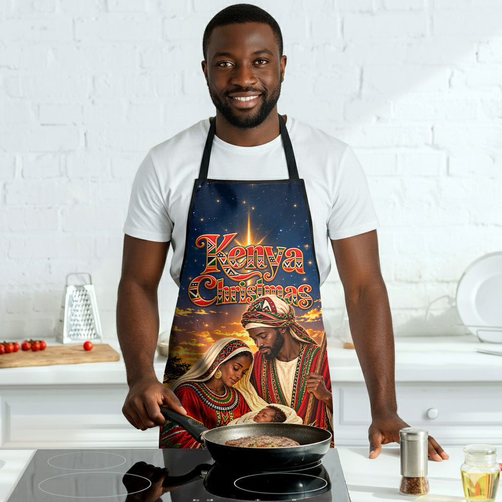 Kenya Christmas African Holy Family Apron Savanna Sunset Baby Jesus
