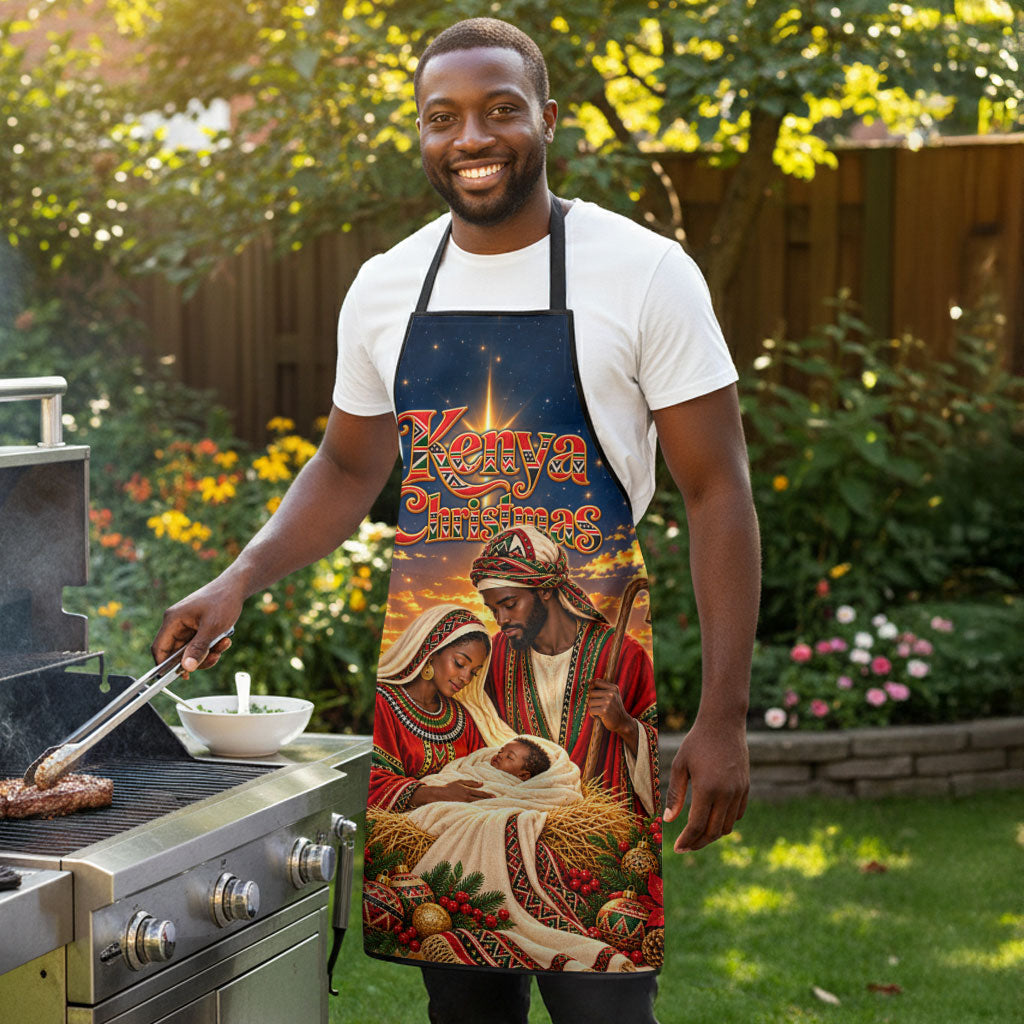 Kenya Christmas African Holy Family Apron Savanna Sunset Baby Jesus