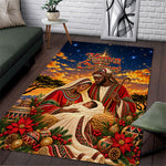 Kenya Christmas African Holy Family Area Rug Savanna Sunset Baby Jesus