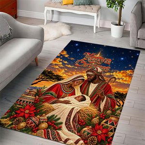 Kenya Christmas African Holy Family Area Rug Savanna Sunset Baby Jesus