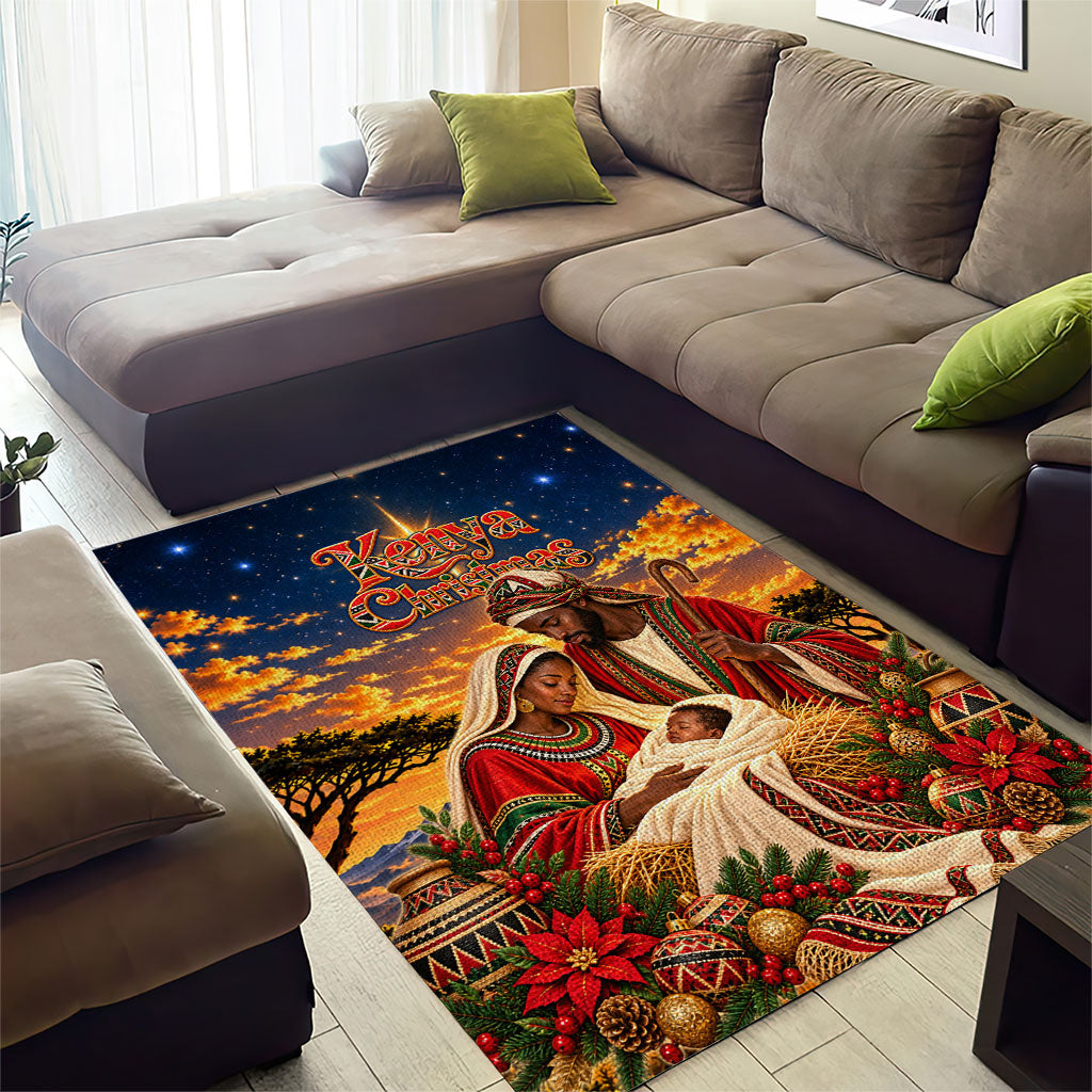 Kenya Christmas African Holy Family Area Rug Savanna Sunset Baby Jesus