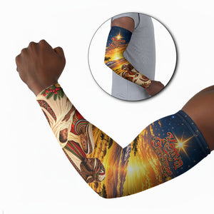 Kenya Christmas African Holy Family Arm Sleeves Savanna Sunset Baby Jesus