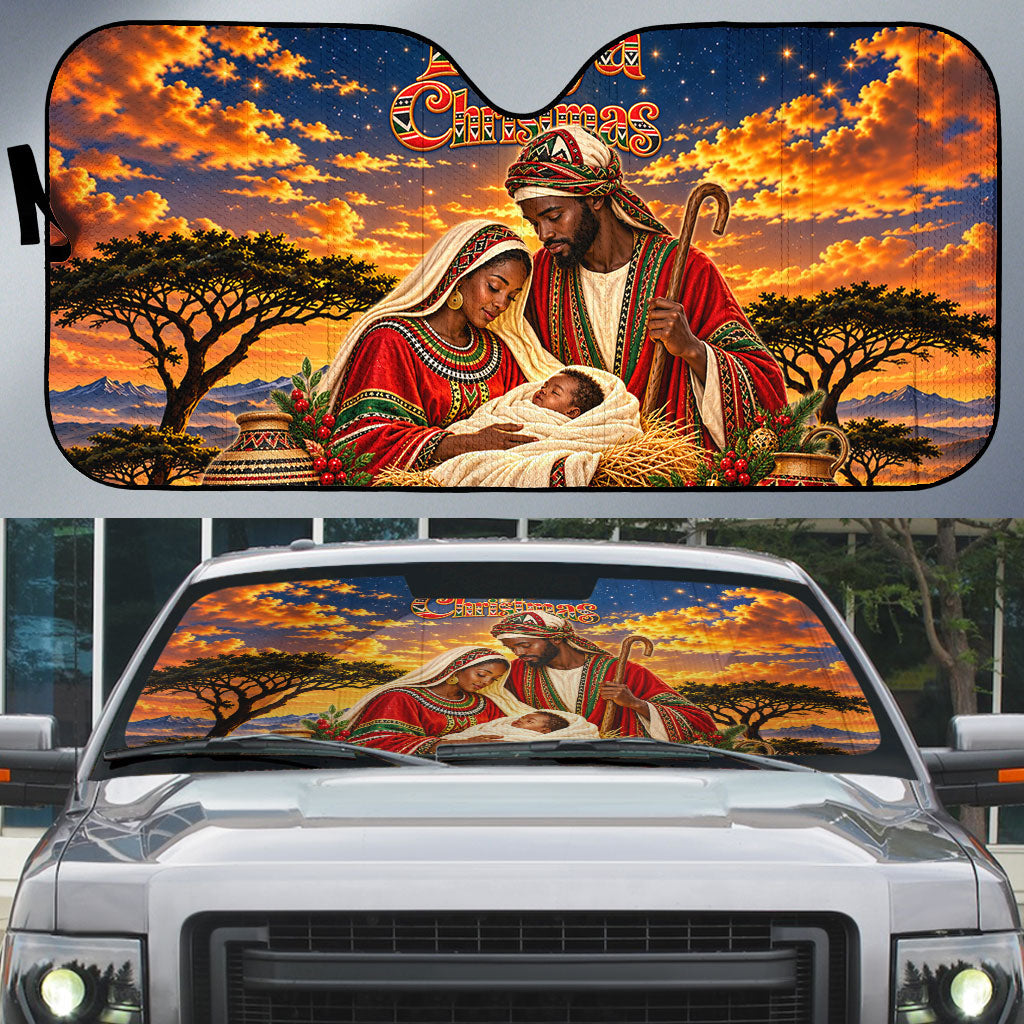 Kenya Christmas African Holy Family Auto Sun Shade Savanna Sunset Baby Jesus