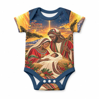 Kenya Christmas African Holy Family Baby Onesie Savanna Sunset Baby Jesus