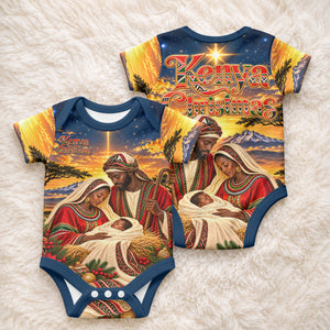 Kenya Christmas African Holy Family Baby Onesie Savanna Sunset Baby Jesus
